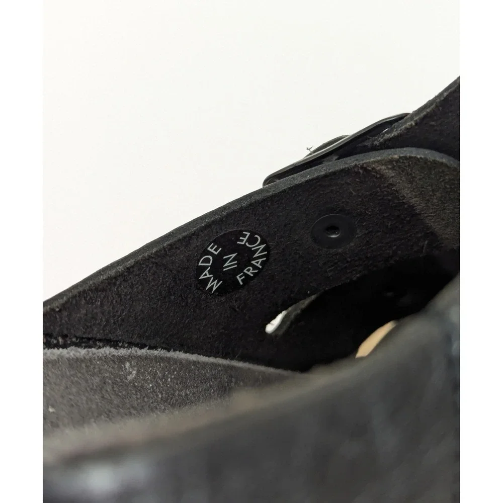Mephisto Zach Fit Black Comfort Sandal Slide Gray Footbed Men's Size 37 EU